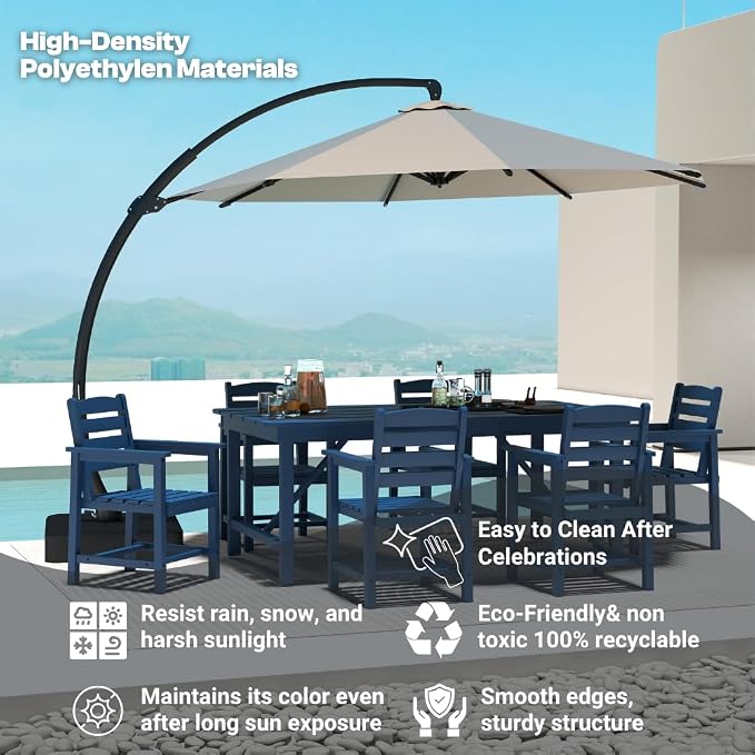 Outdoor HDPE Dining Set 7 Pieces, Patio Table - Image 4