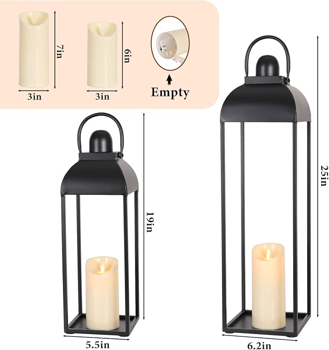 25'' 19'' Lanterns Decorative Outdoor Indoor, Christmas Lantern - Image 2