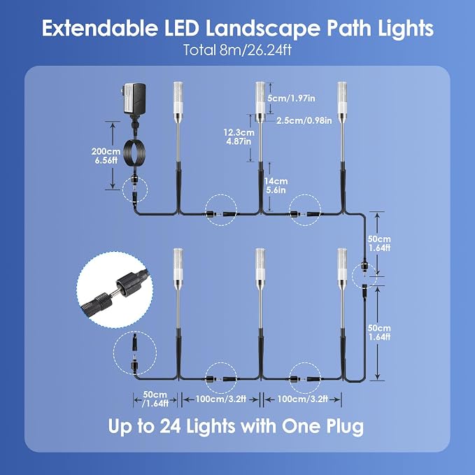 B-right Outdoor Pathway Lights, Extendable IP65 Waterproof Outdoor Garden Light - Image 7