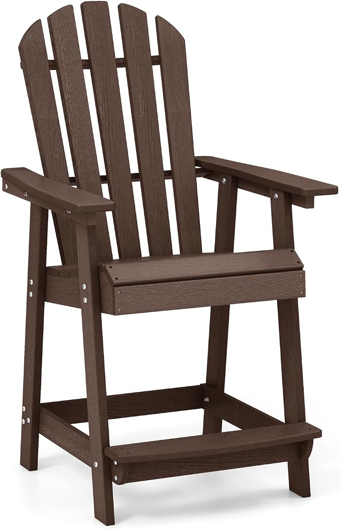Tangkula Outdoor Bar Stool, HDPE Tall Adirondack Chair by TANGKULA