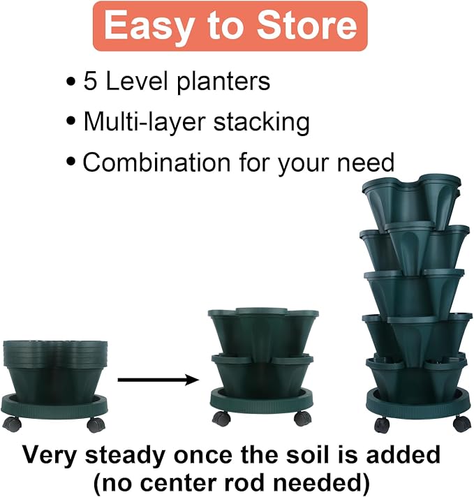 DUNCHATY Stackable Planter, Vertical Garden Planter - Image 6