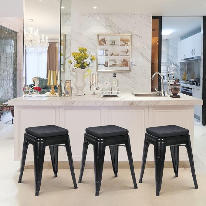 BUYUE Natural Linen Magnetic Bar Stool Cushions Set of 4, Enhanced Anti-Slip - Image 5