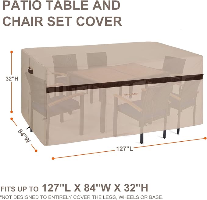 Patio Covers for Outdoor Furniture Waterproof Heavy Duty 600D Large Rectangle - Image 3