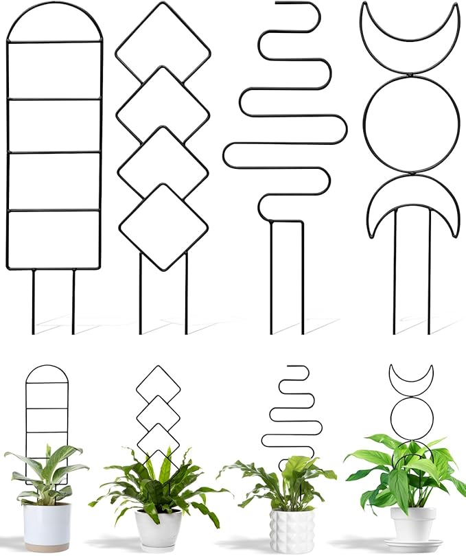 4 Pack Trellis for Indoor Climbing Plant, Small Metal Outdoor Garden Trellis by Unknown