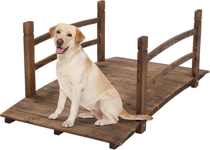 VINGLI 4 ft Garden Bridge, Arch Walkway Wooden Bridge by VINGLI