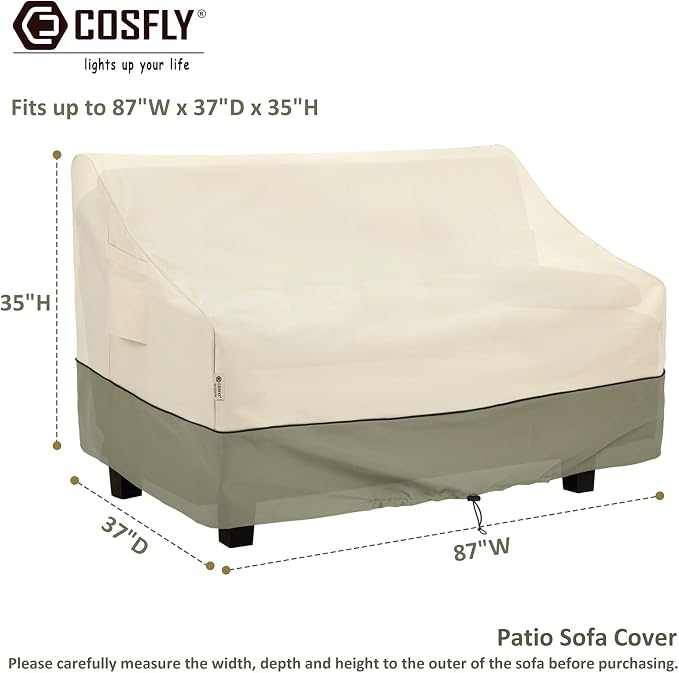 COSFLY Patio Furniture Covers Waterproof, Outdoor Sofa Cover Heavy Duty Fits up - Image 2