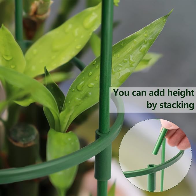 36 Packs Plant Support Stake, Half Round Stackable 3 Tier Garden Flower Support - Image 3