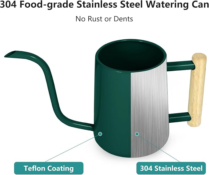 Watering Can Indoor Plants, 35 oz/1000 ml Metal Stainless Steel Watering Can Pot - Image 6