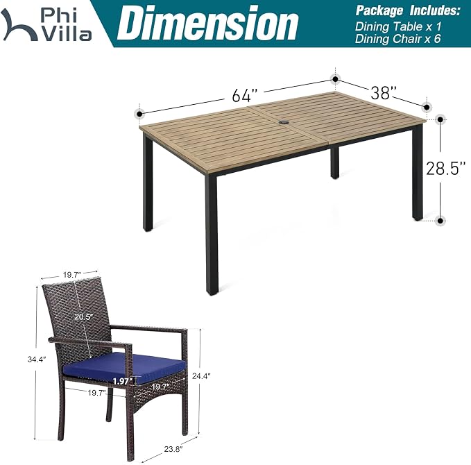 PHI VILLA 7 Pieces Outdoor Dining Set - Image 6