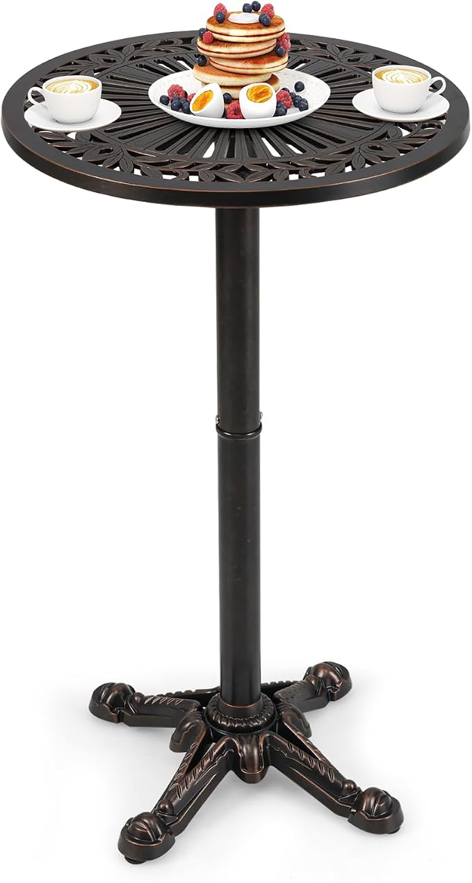 COSTWAY 24" Patio Round Bar Table, 41.5" Pub Height Cast Aluminum High Top Table by COSTWAY