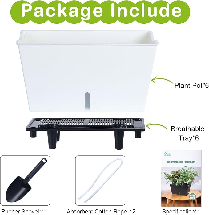 Window Box Planter 6 Pcs, 12.1 Inches Self Watering Plant Pots Rectangle Flower - Image 8