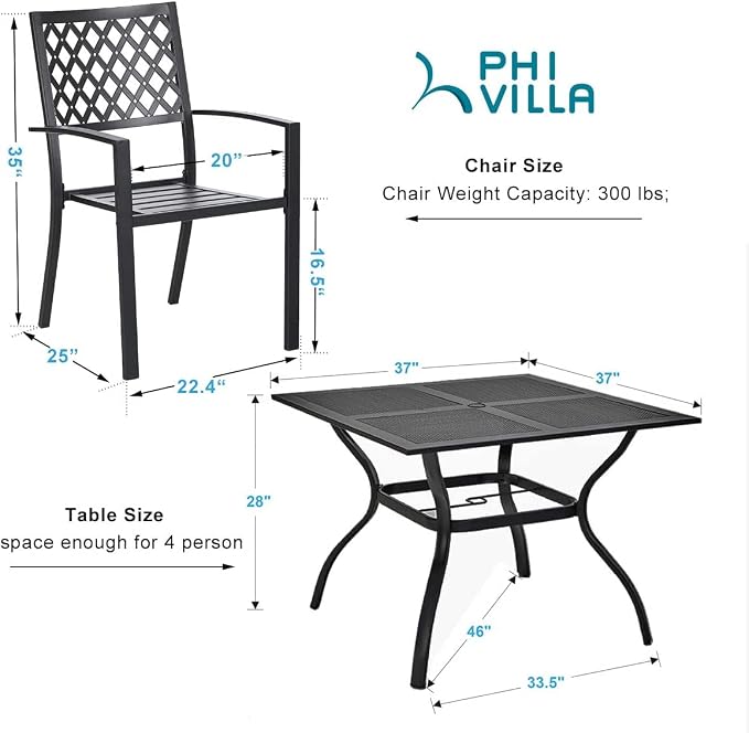 PHI VILLA 5 Pieces Outdoor Dining Set - Image 9