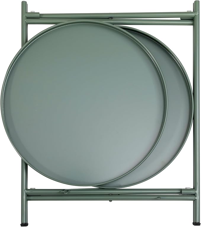 HollyHOME 2-Tier Round Side Table, Outdoor Small Folding Accent Stand - Image 8