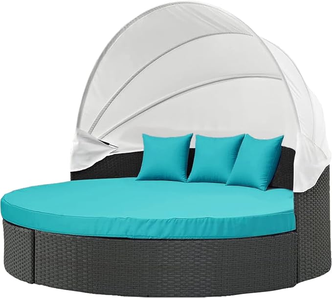 MICTONY Outdoor Daybed Cushion Cover, Sun Bed Round Cushion ONLY, Peacock Blue by Mictony