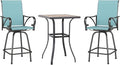 MFSTUDIO 3 Piece Patio Swivel Bar Set, Outdoor Bar Table and Chairs Set by MFSTUDIO