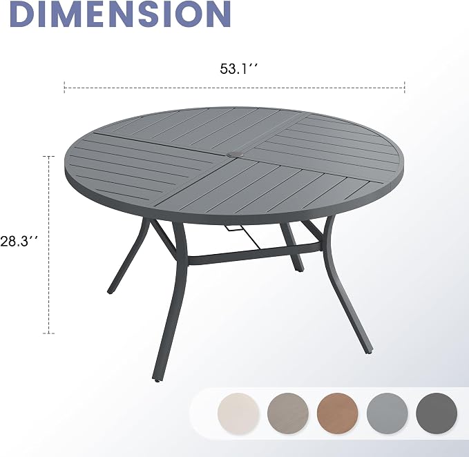 VICLLAX 53" Round Outdoor Table, Patio Dining Table - Image 3