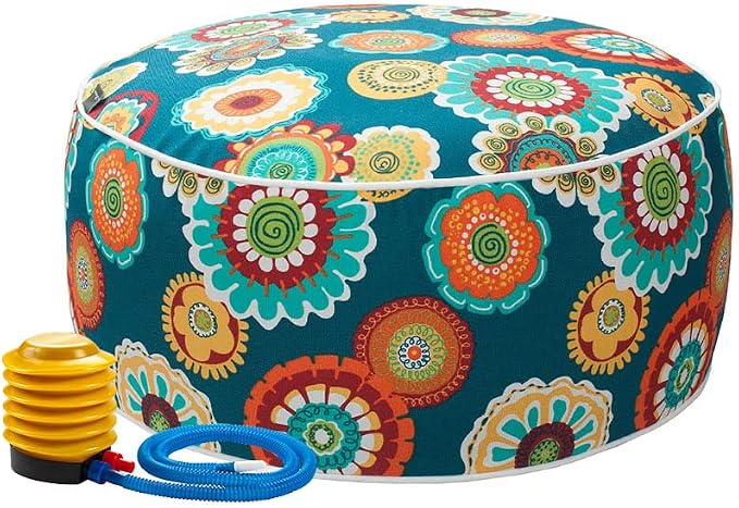 Magpie Fabrics Indoor/Outdoor Inflatable Stool Ottoman Pouf, Water Repellent by Magpie+Fabrics
