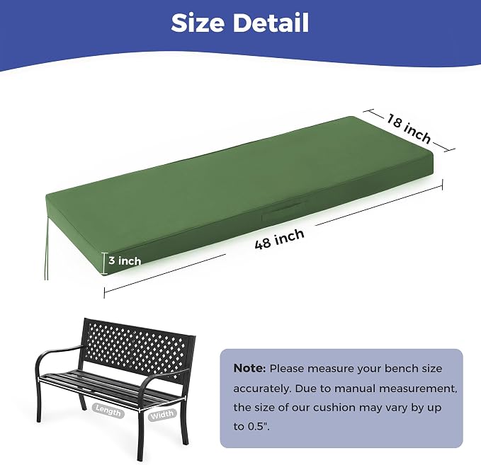 Outdoor Bench Cushions for Outdoor Furniture, Waterproof Bench Pillow, Fade - Image 5