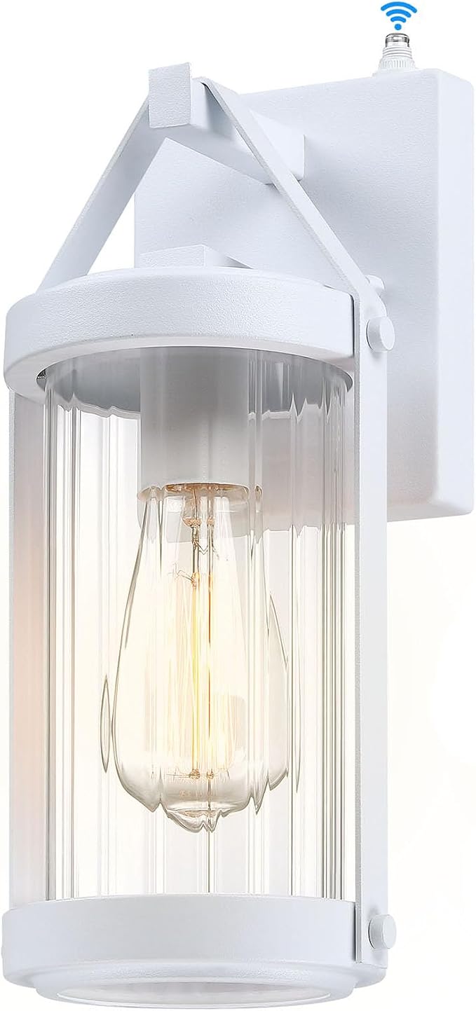 LONEDRUID Dusk to Dawn Sensor Outdoor Wall Sconce Lighting White Exterior Porch by LONEDRUID
