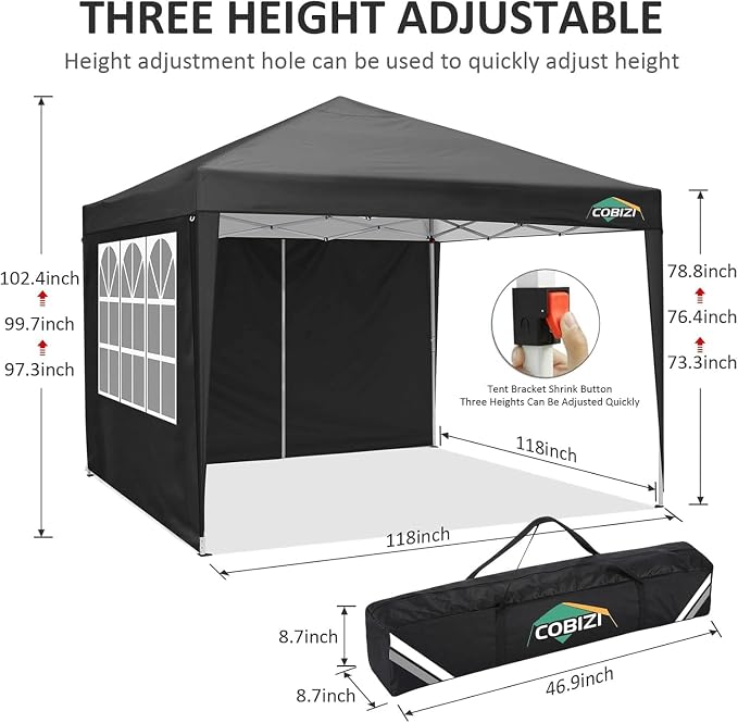 COBIZI 10x10 Pop Up Canopy Tent - Image 3
