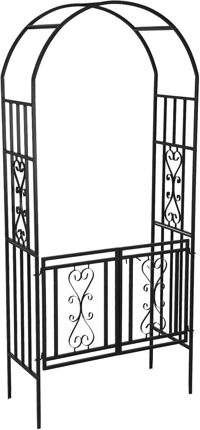 Heavy-Duty Arch with Gate, Iron Arbor Trellis Arbor Archway by SCENDOR