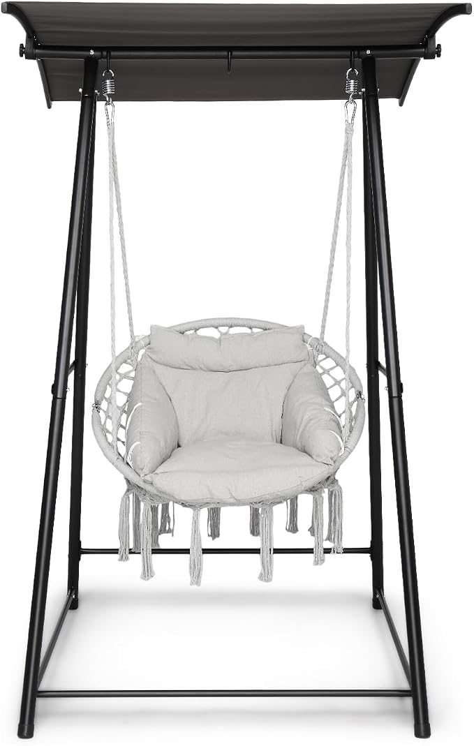 ONCLOUD Hammock Chair with Stand, Comfy Hanging Chair with Cusion, Swing Stand - Image 8