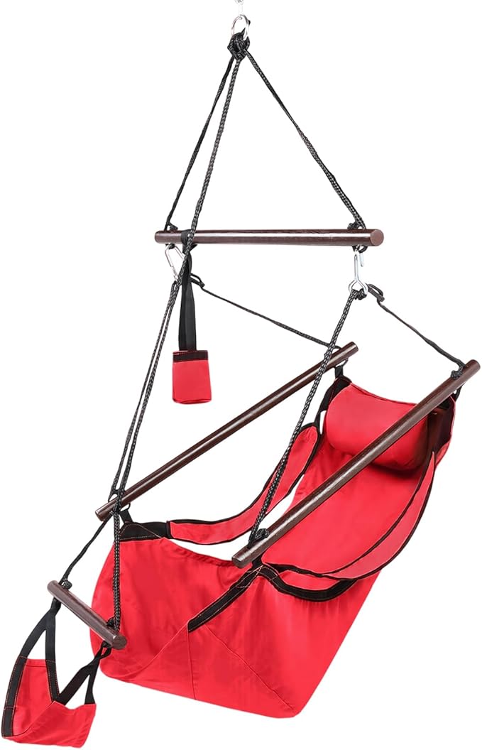 ONCLOUD Hammock Chair Hanging Swing Seat Air Deluxe Rope Through Beech Wood Bars - Image 9