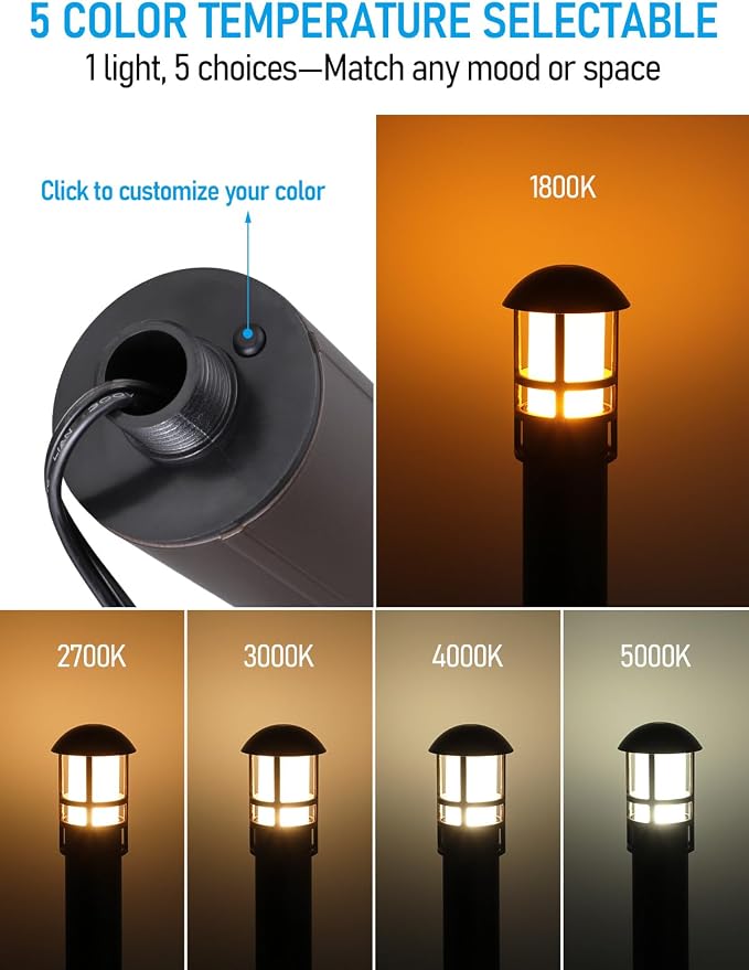 LEONLITE 12-Pack 5CCT Low Voltage Landscape Pathway Lights 3W Landscape - Image 2