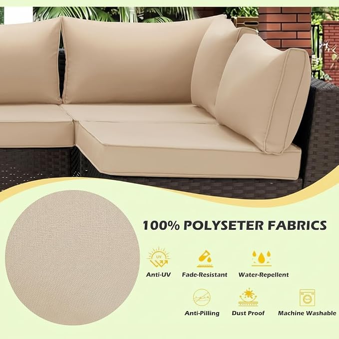 HOMREST Outdoor Replacement Cushions, 14-Piece Patio Furniture Cushion Set - Image 5