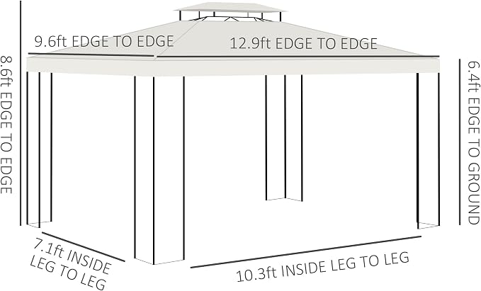 Outsunny 10' x 13' Patio Gazebo, Double Roof Outdoor Gazebo Canopy Shelter - Image 7