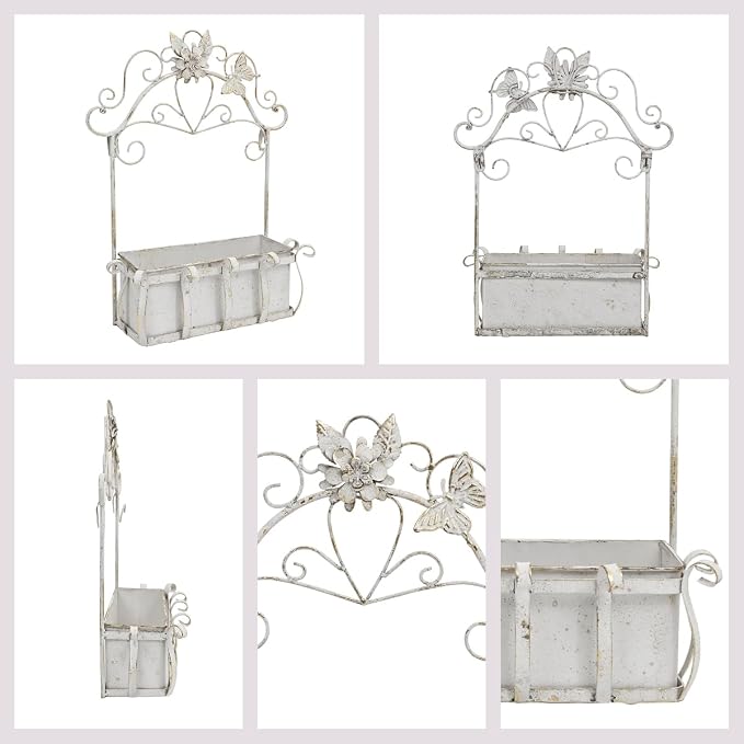 Rustic Metal Wall Planter Vintage Wall Mounted Flower Pot Farmhouse Distressed - Image 3