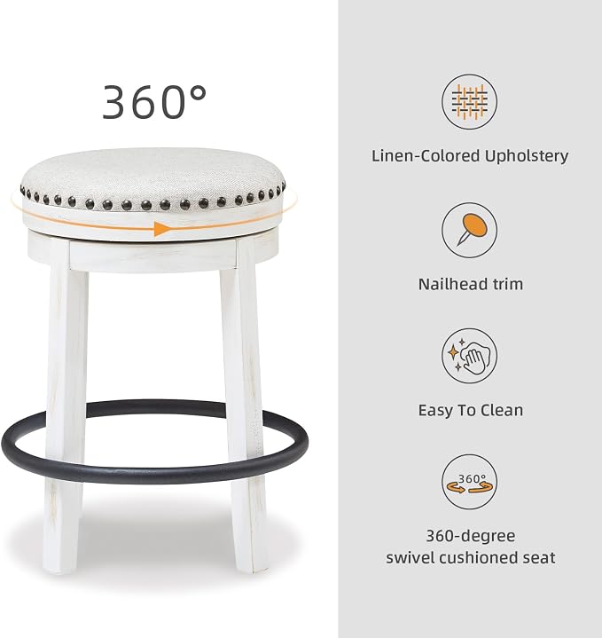 Signature Design by Ashley Valebeck Casual Upholstered Swivel Stool, Round - Image 6
