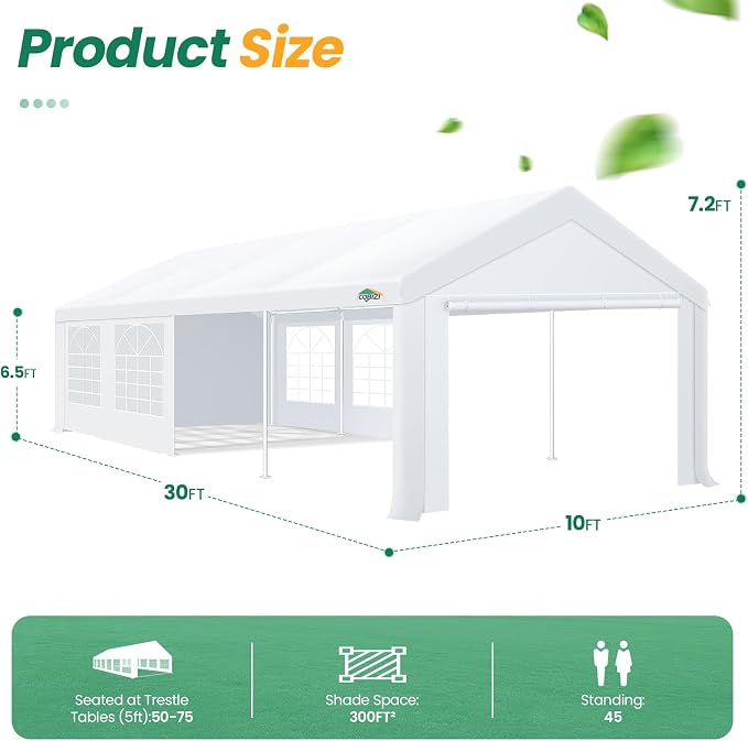 COBIZI 10x30 Party Tent Heavy Duty, Large Outdoor Wedding Tents - Image 2