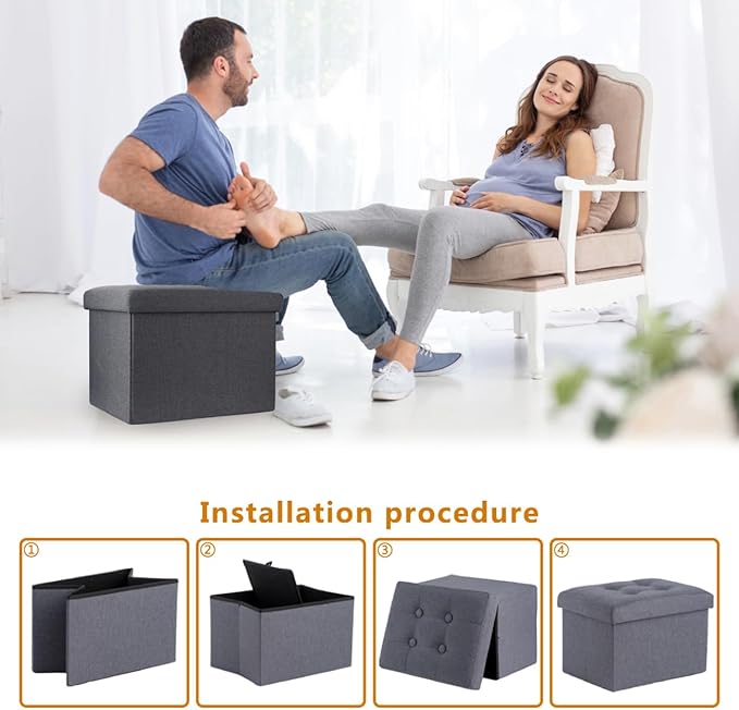ALASDO Storage Ottoman Footrest Stool Small Ottoman - Image 6