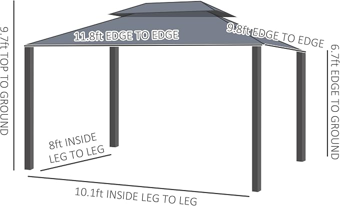 Outsunny 10' x 12' Hardtop Gazebo Canopy - Image 7
