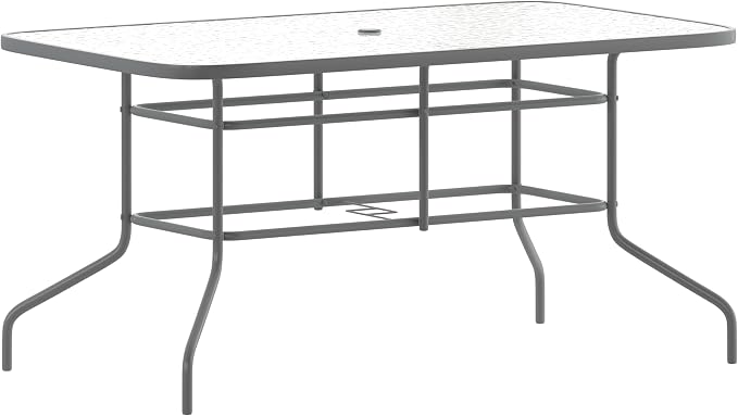 Flash Furniture Tory 31.5" x 55" Rectangular Tempered Glass Metal Table by FlashFurniture