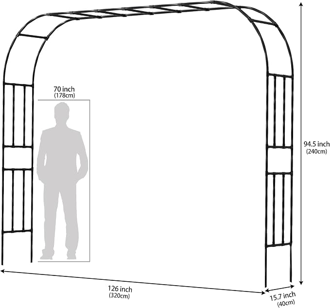 Twira Garden Arch Trellis, 7.9FT Metal Garden Arbor Trellis - Image 2