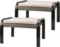 Outdoor Ottoman Patio Footstools PE Rattan Aluminum Footrest Indoor Outdoor All by Deguifei