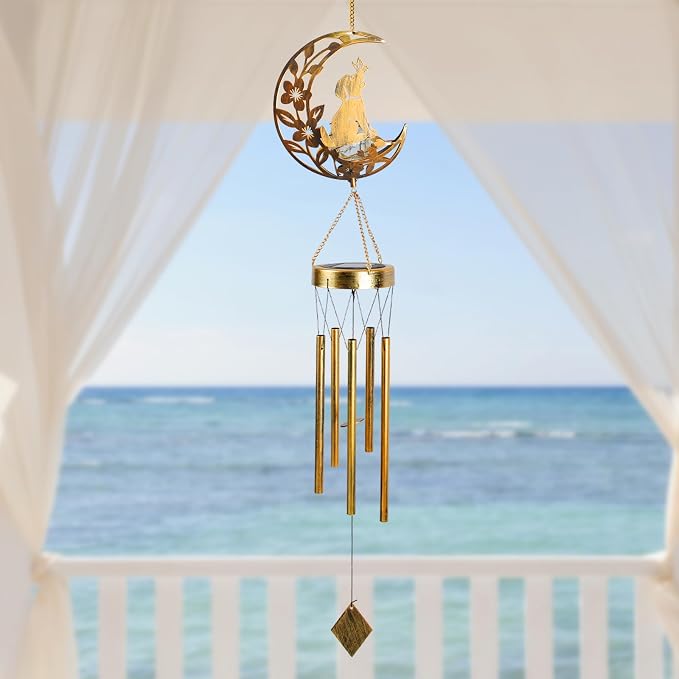 Moon Dog Wind Chime Outdoor, Handcrafted Metal Garden Wind Chimes - Image 6