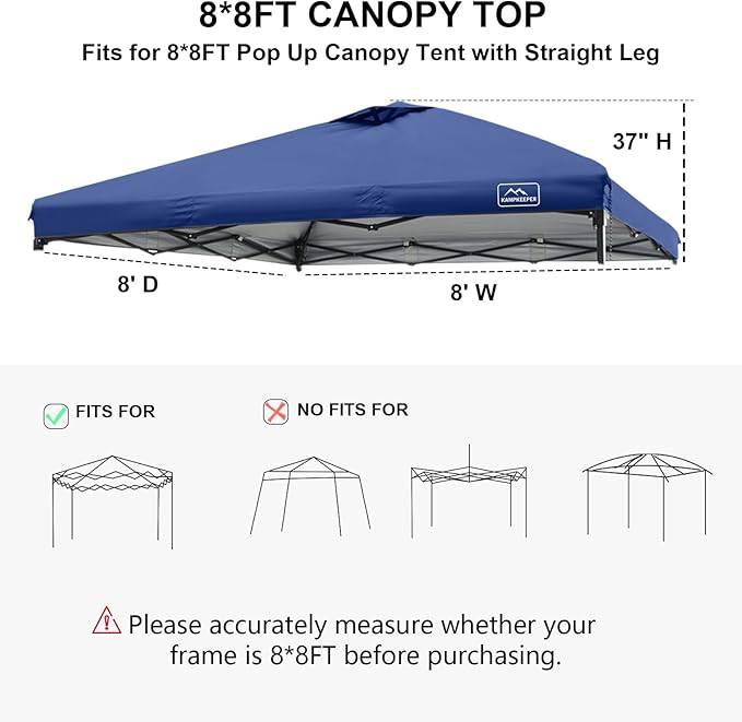 KAMPKEEPER Replacement Top Pop Up Canopy Tent Cover Roof - Image 2