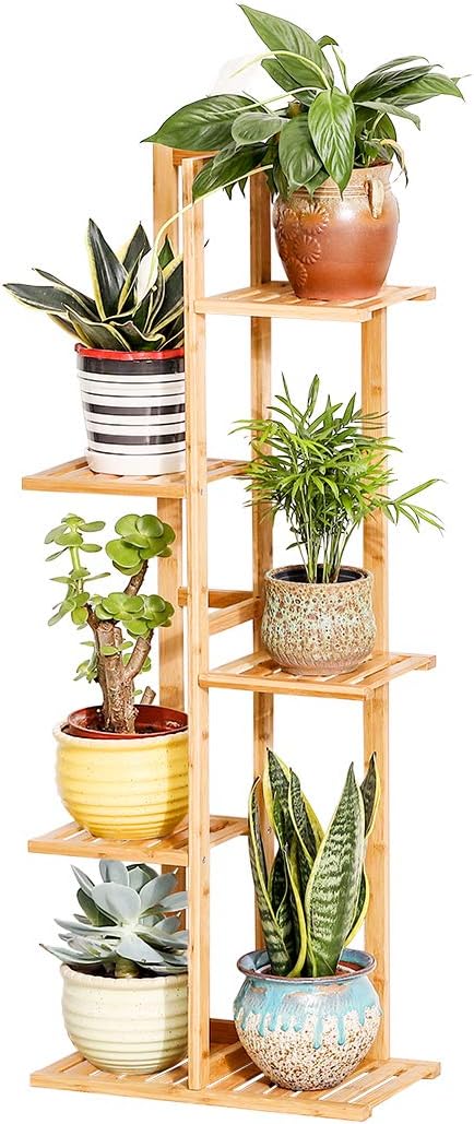 Bamboo 5 Tier 6 Potted Plant Stand Rack Multiple Flower Pot Holder Shelf Indoor by COPREE