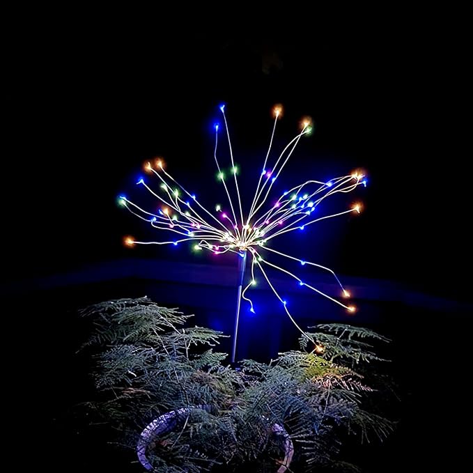 FOOING 4 Pcs Solar Garden Lights Solar Firework Lights Waterproof, 120 LED - Image 2