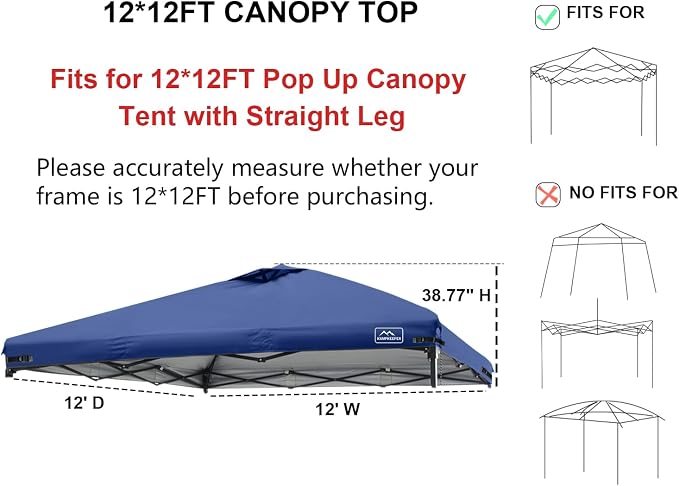 KAMPKEEPER Replacement Top Pop Up Canopy Tent Cover Roof - Image 2