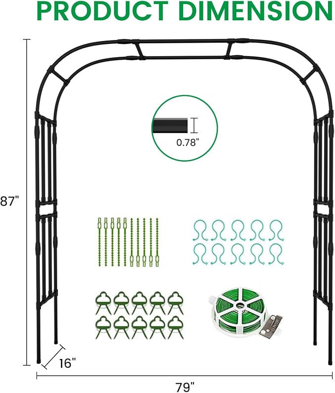 Garden Arch Trellis, 87in H x 16in L Large Garden Arch Arbor Trellis - Image 5