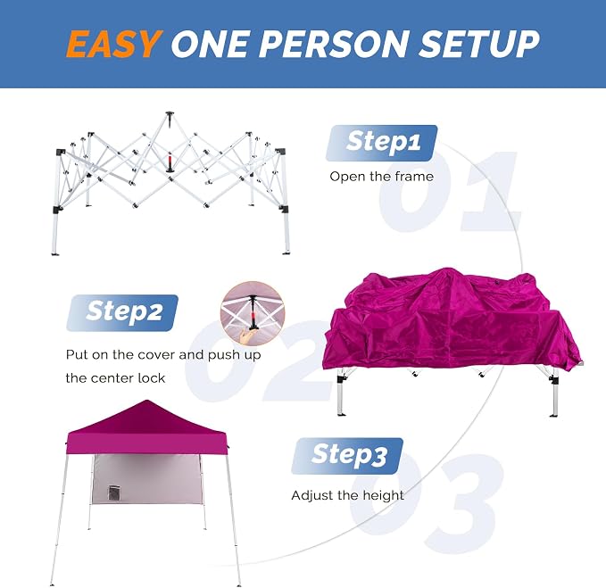 VINGLI 6x6 ft Pop Up Canopy Tent, Outdoor Small Canopy Tent - Image 4