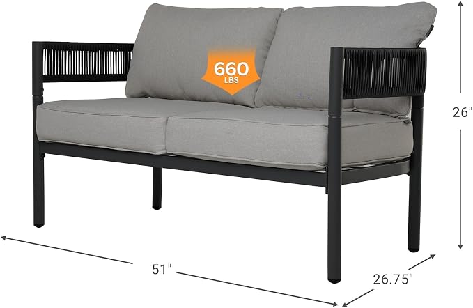 Gand Patio Outdoor Loveseat, Wicker Conversation Set - Image 2