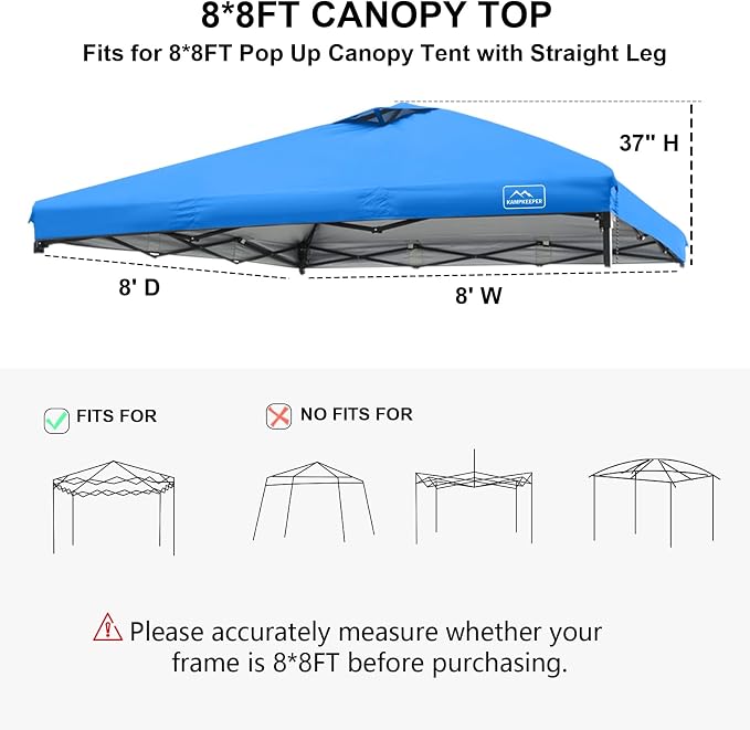 KAMPKEEPER Replacement Top Pop Up Canopy Tent Cover Roof - Image 2