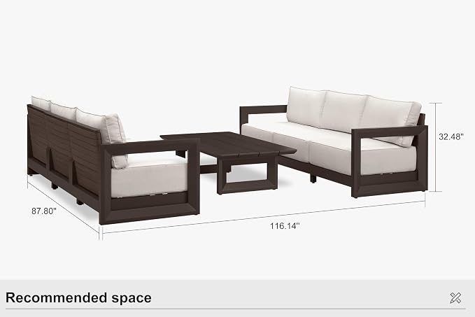 PURPLE LEAF Patio Furniture Set Open-End Outdoor Couch - Image 9