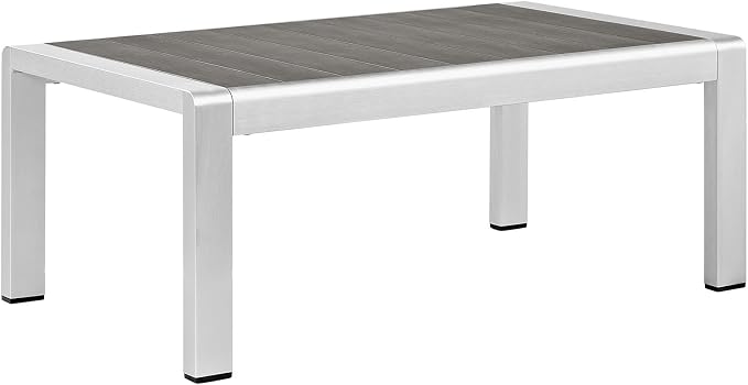 Modway Shore 5-Piece Aluminum Outdoor Patio Sectional Sofa Set in Silver Gray - Image 8