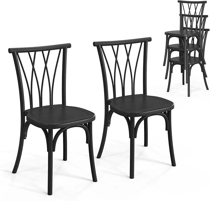 VINGLI Plastic Outdoor Dining Chairs Set of 2, Stackable Patio Dining Chairs by VINGLI
